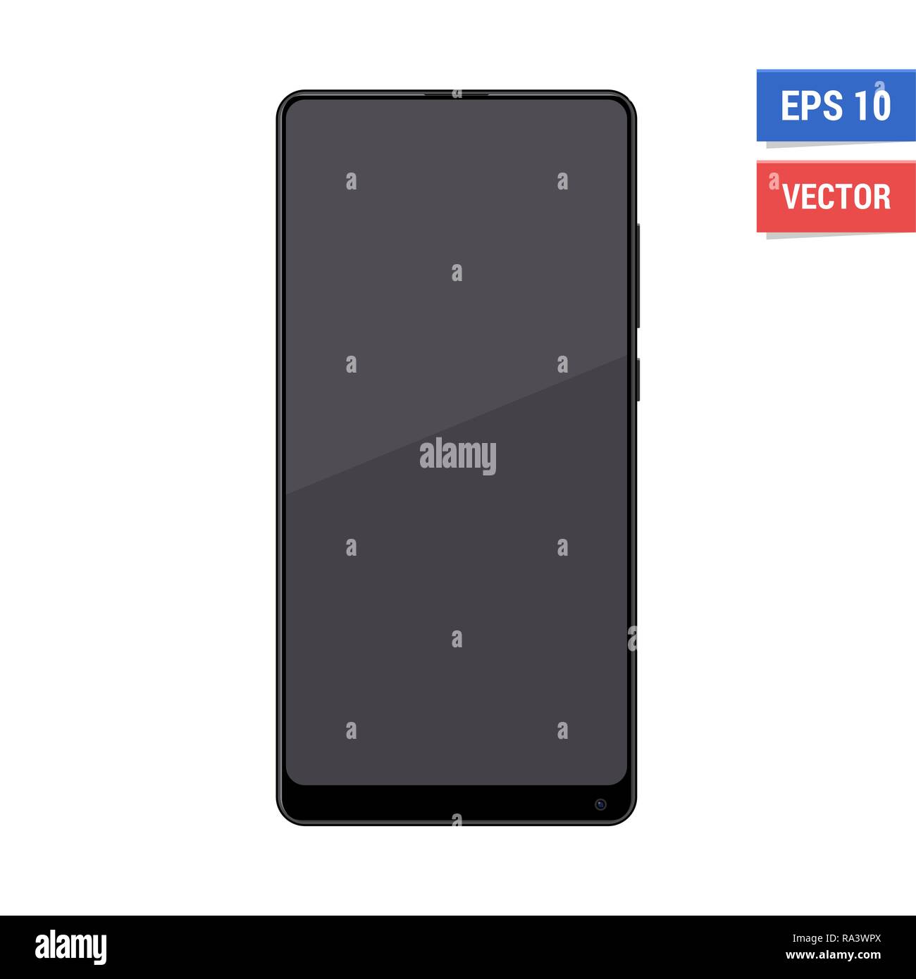 Vettore realistico flat mock-up Xiaomi Mi Mix 2 isolati su sfondo bianco. Scala immagine qualsiasi risoluzione Illustrazione Vettoriale