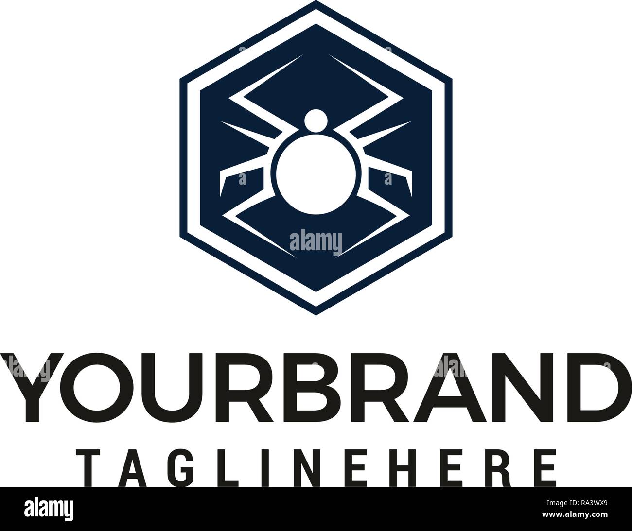Il Ragno esagonale Logo Design template vettoriale design Illustrazione Vettoriale