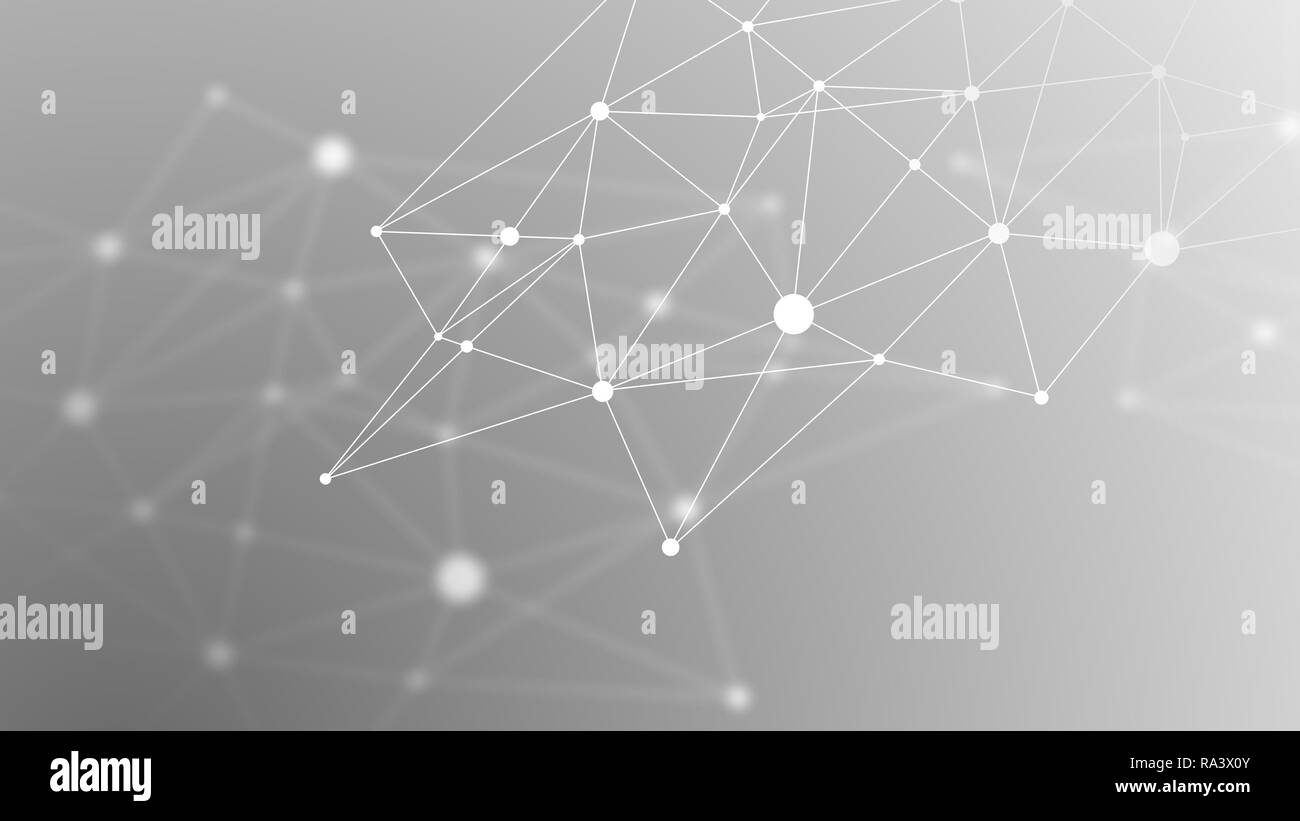 Abstract futuristico blockchain crypto. Puntini bianchi e forme in triangoli. Moderna tecnologia digitale concetto texture per banner o web design Foto Stock
