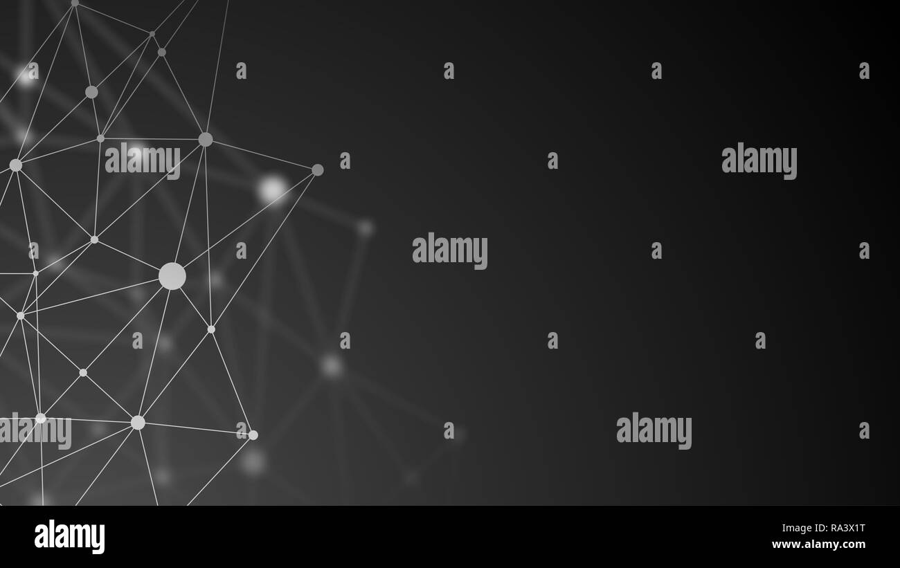 Abstract futuristico blockchain crypto. Puntini bianchi e forme in triangoli. Moderna tecnologia digitale concetto texture per banner o web design Foto Stock