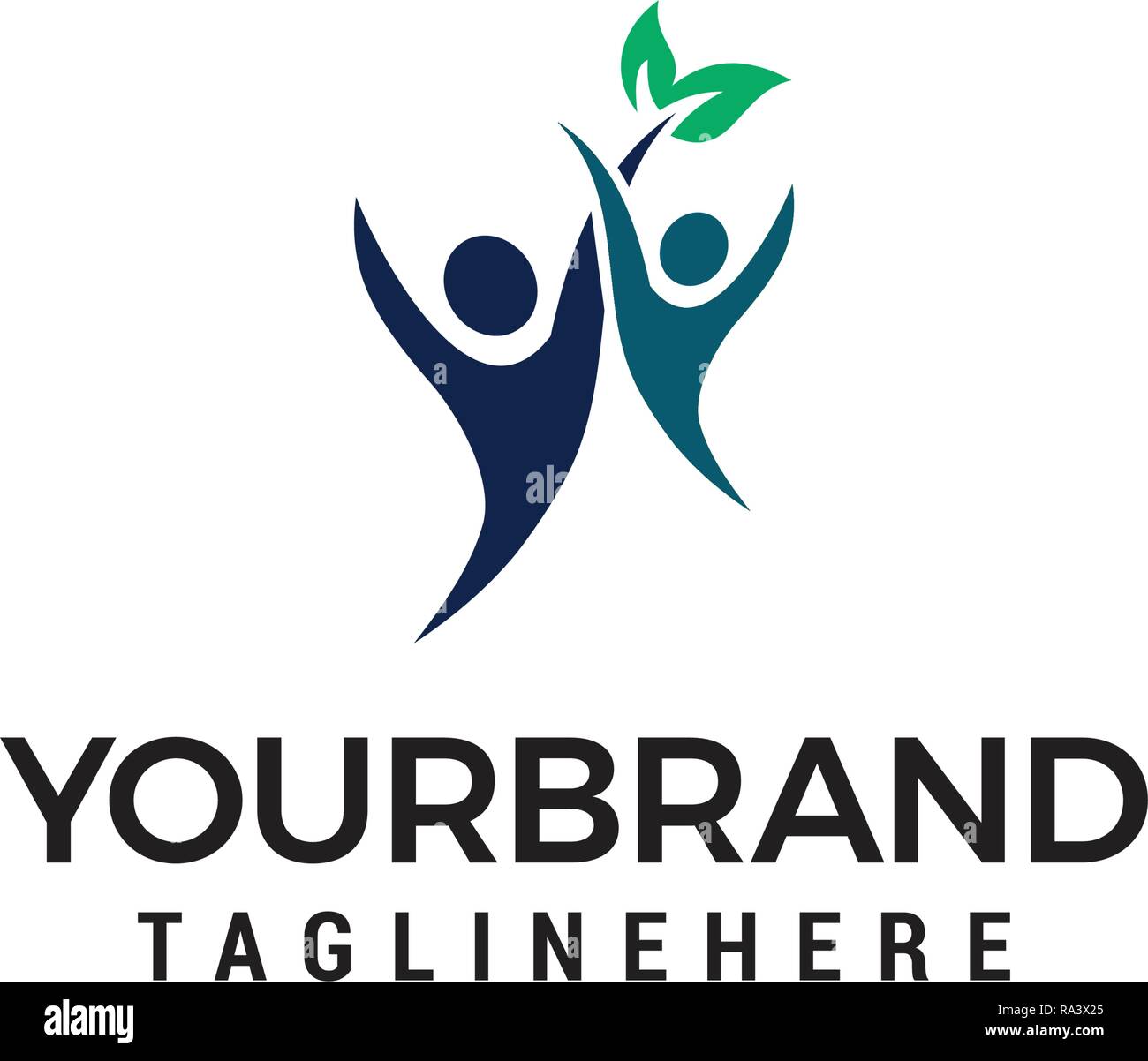 Le persone sane logo, foglia umano modello di Logo Illustrazione Vettoriale
