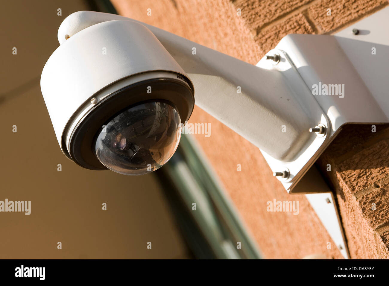 Montato a parete a cupola pan CCTV e sorveglianza di inclinazione telecamera di sicurezza Foto Stock