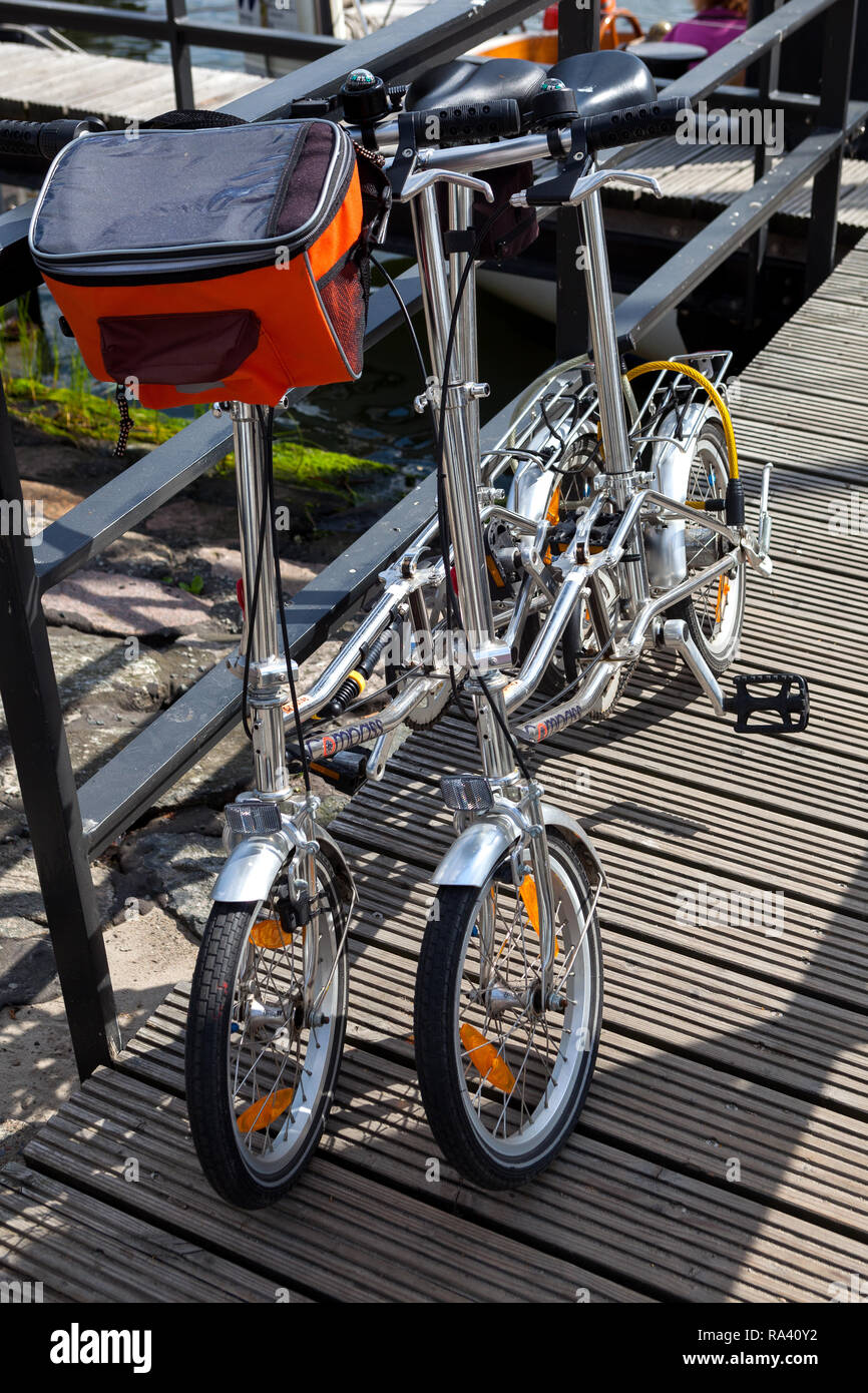 Biciclette pieghevoli Warnemunde Germania Foto Stock