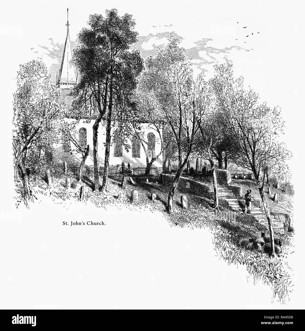 Chiesa di San Giovanni Evangelista, Richmond, Virginia, Stati Uniti, American incisione Vittoriano, 1872 Foto Stock