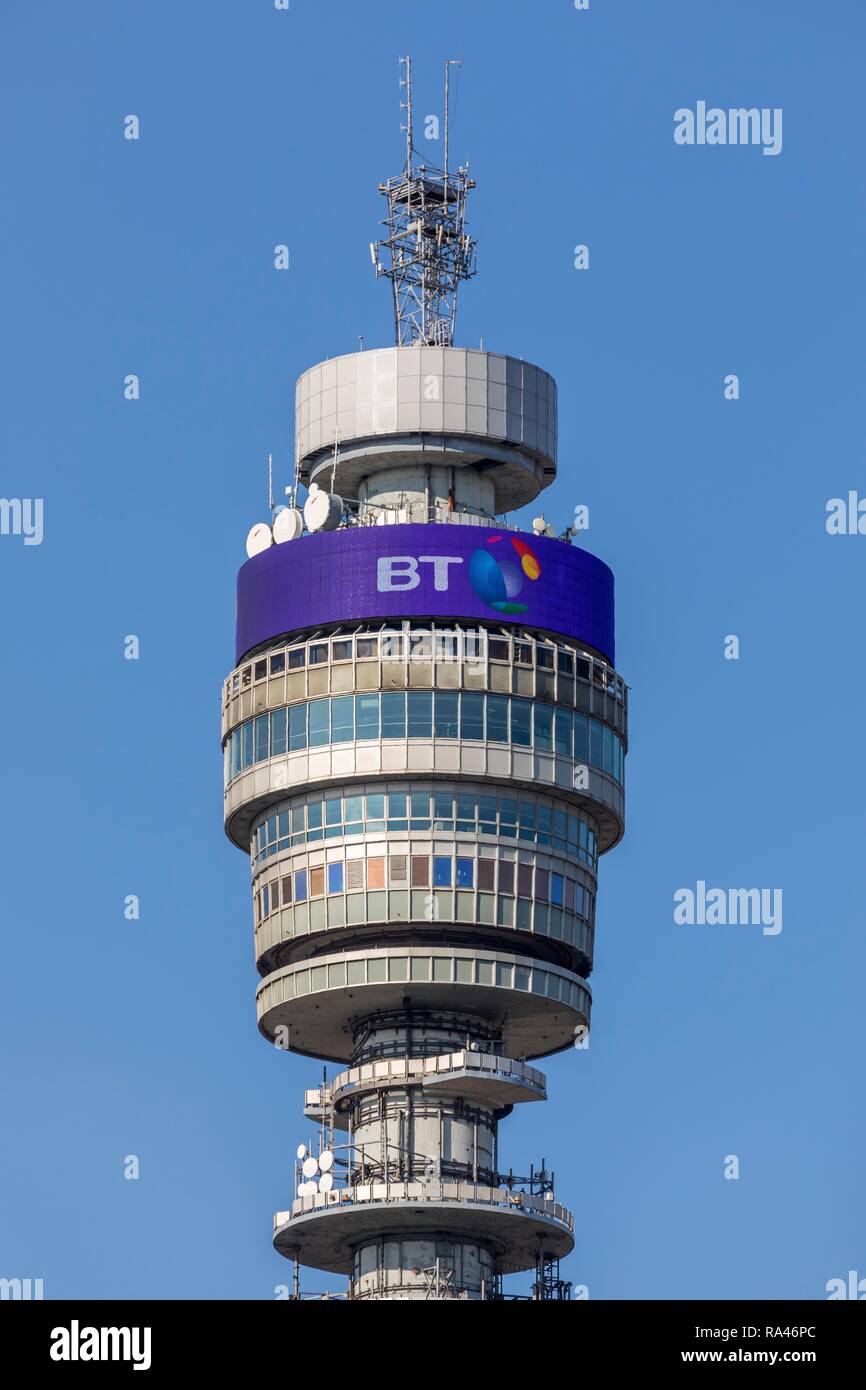 BT Tower, la torre della televisione di British Telecom, Londra, Gran Bretagna Foto Stock