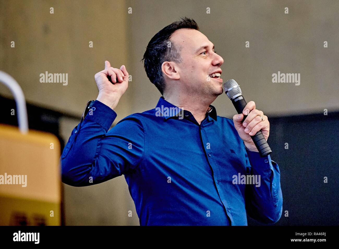 Autore di lettura, autore di bestseller Sebastian Fitzek presso l Università di Coblenza, Coblenza, Renania-Palatinato, Germania Foto Stock