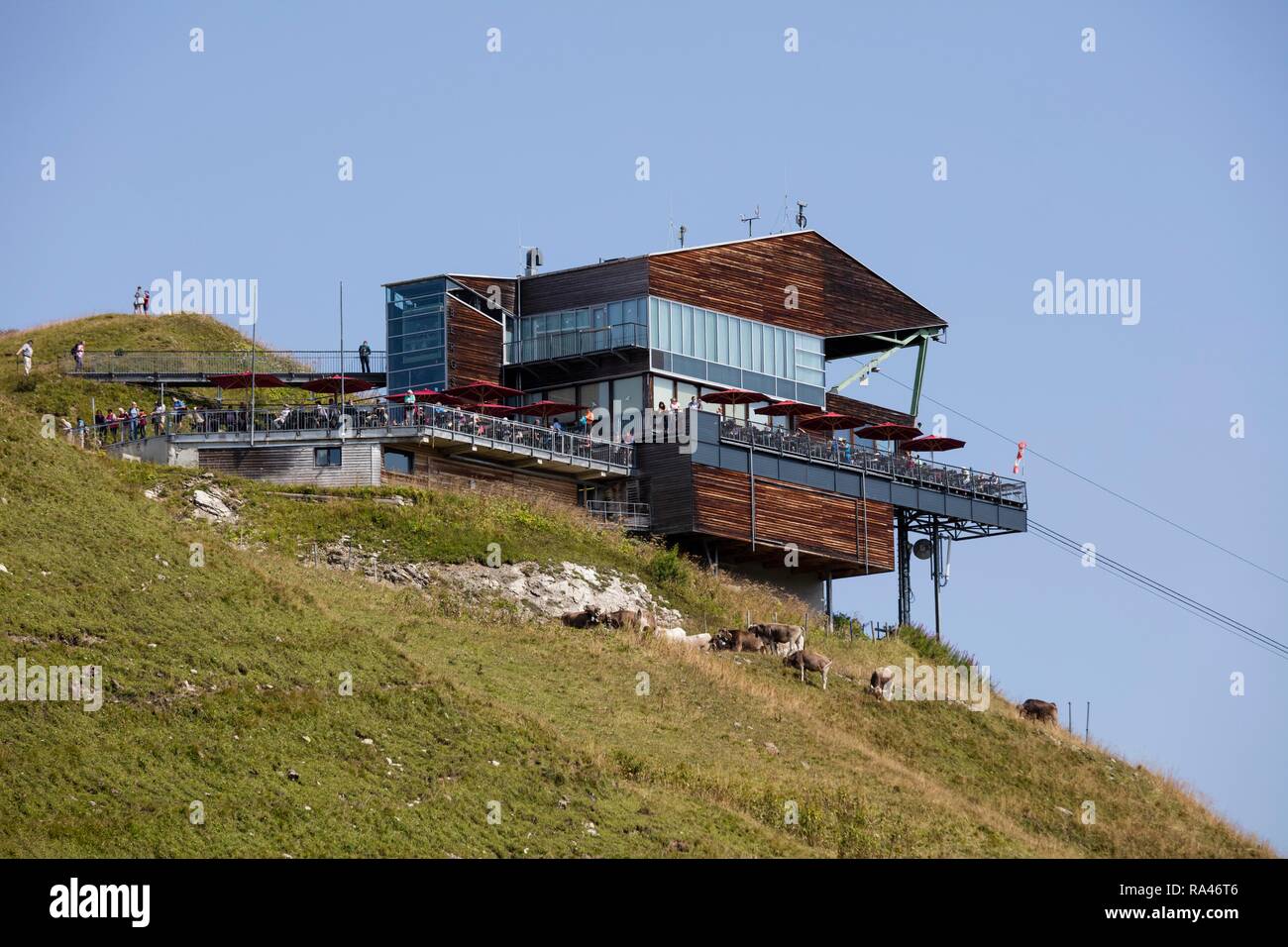 Stazione a monte sul Fellhorn, Oberstdorf, Algovia Alpi, Algovia, Baviera, Germania Foto Stock