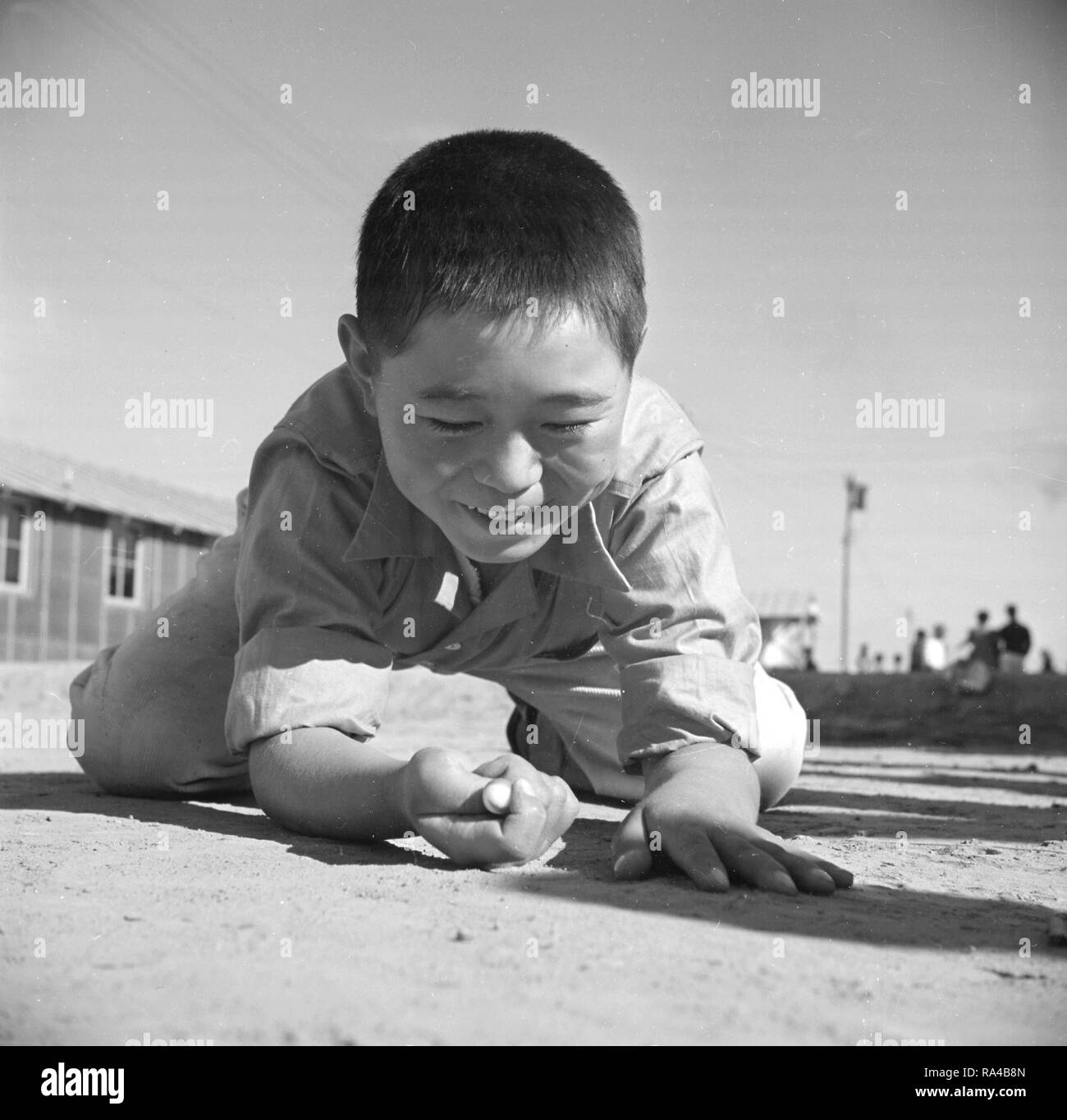 Poston, Arizona. Nuova Fiera anni narble champ in giapponese internamento Camp, età 11 1/2/1942 Foto Stock