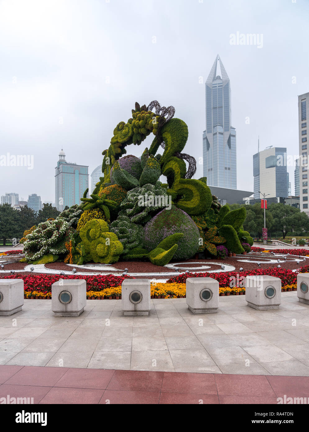 Display floreale per la Giornata nazionale di Shanghai Foto Stock