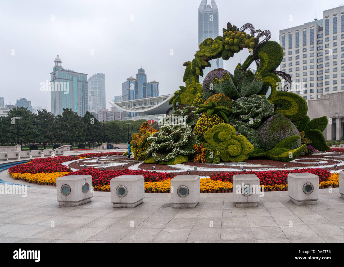Display floreale per la Giornata nazionale di Shanghai Foto Stock