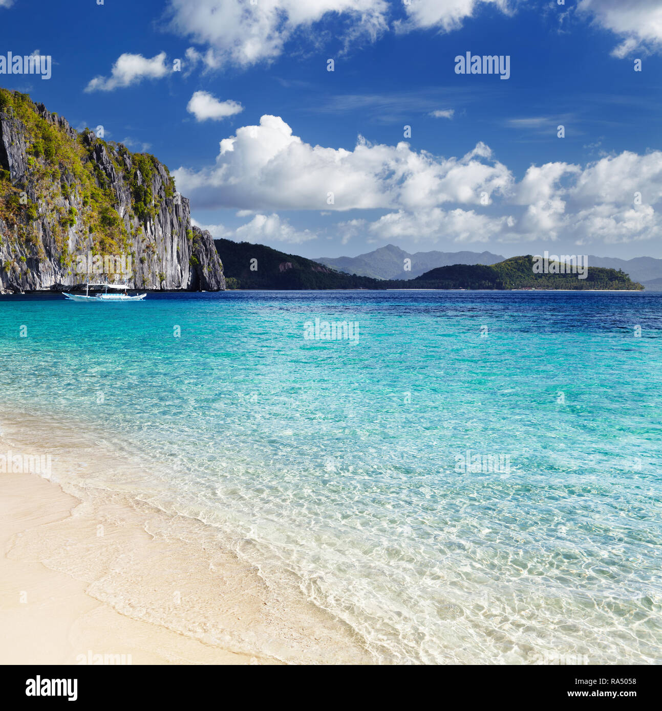 Tropical Beach, Sud Cina vedi, El-Nido, Filippine Foto Stock