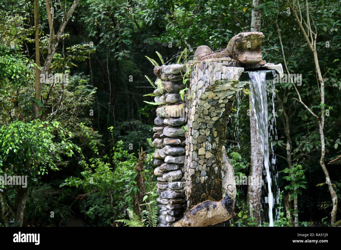 Naturalmente termica alimentata con acqua calda di sorgente a un eco spa nelle giungle di Honduras Foto Stock