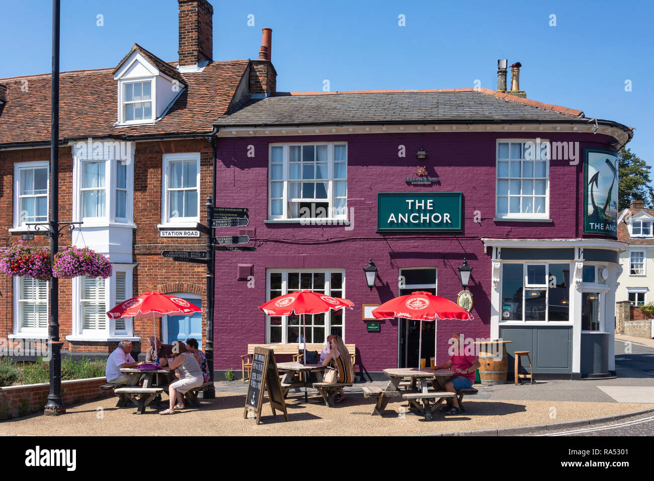 L'Anchor Pub, Quay Street, Woodbridge, Suffolk, Inghilterra, Regno Unito Foto Stock