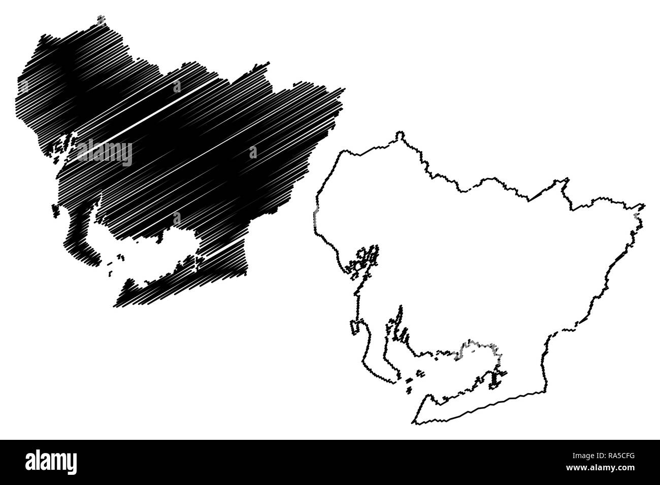 Prefettura di Aichi (divisioni amministrative del Giappone, Prefetture del Giappone) mappa illustrazione vettoriale, scribble sketch mappa di Aichi Illustrazione Vettoriale