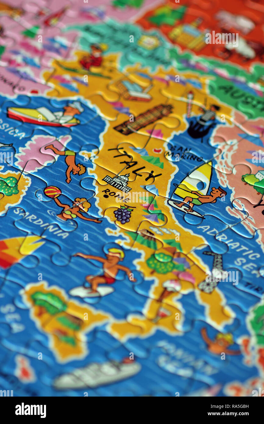 Italia jigsaw mappa Foto Stock