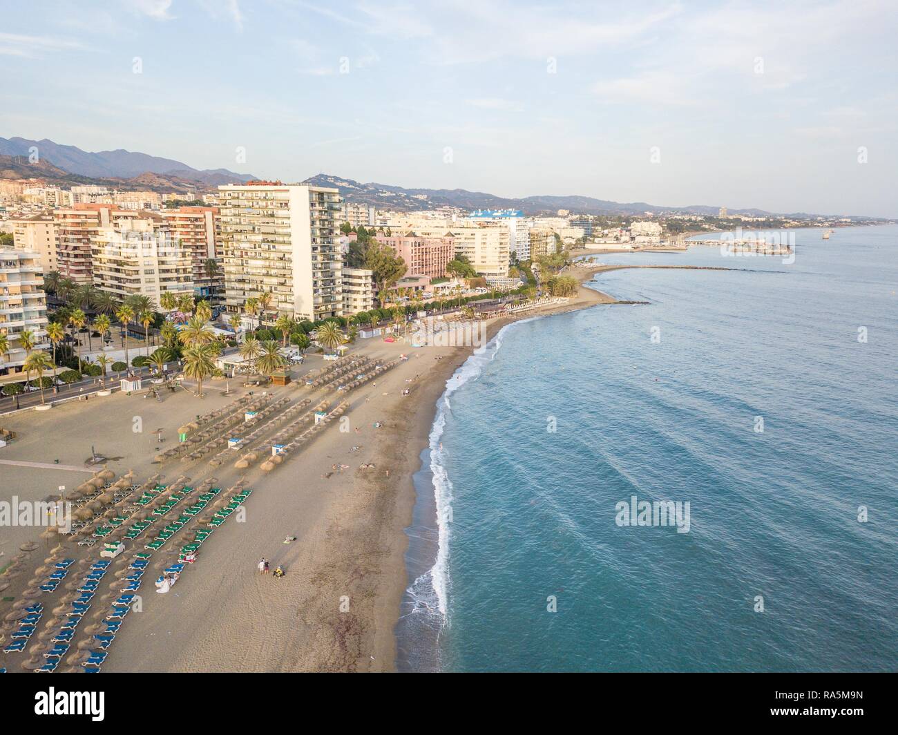 Vista aerea della costa del sol in Marbella, Andalusia, Spagna Foto Stock