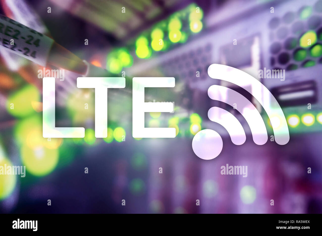 LTE, 5g wireless internet tecnologia concetto. 4G collegato Foto Stock