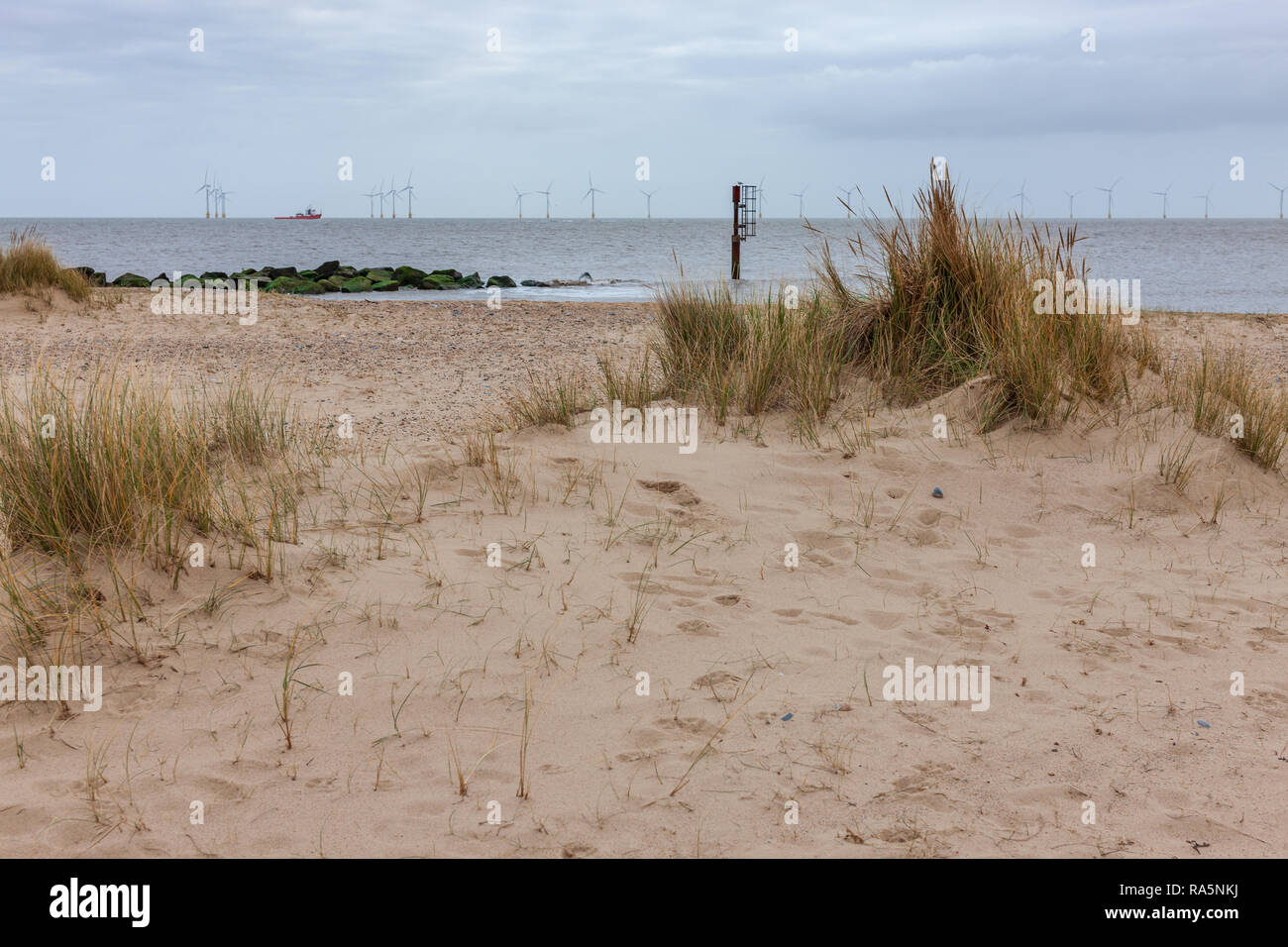 Inverno vista della spiaggia di Caister NORFOLK REGNO UNITO Foto Stock