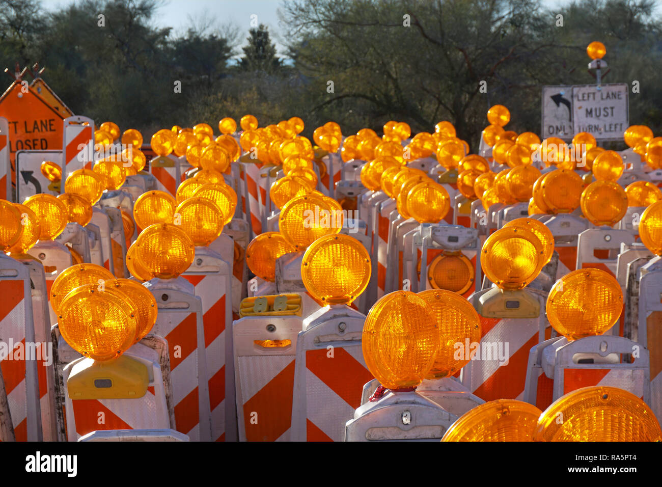 Luci di colore arancione Foto Stock