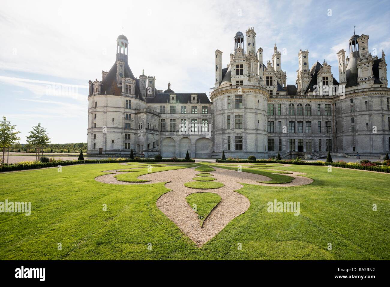 Castello di Chambord, facciata nord, Sito Patrimonio Mondiale dell'UNESCO, Loire, Dipartimento Loire et Cher, Regione centrale, Francia Foto Stock