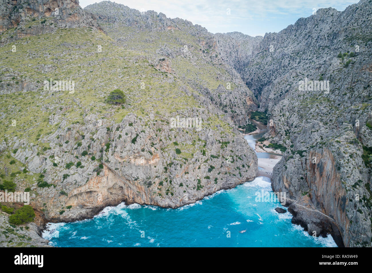 Torrent de Pareis - canyon più profondo dell'isola di Mallorca, Spagna Foto Stock