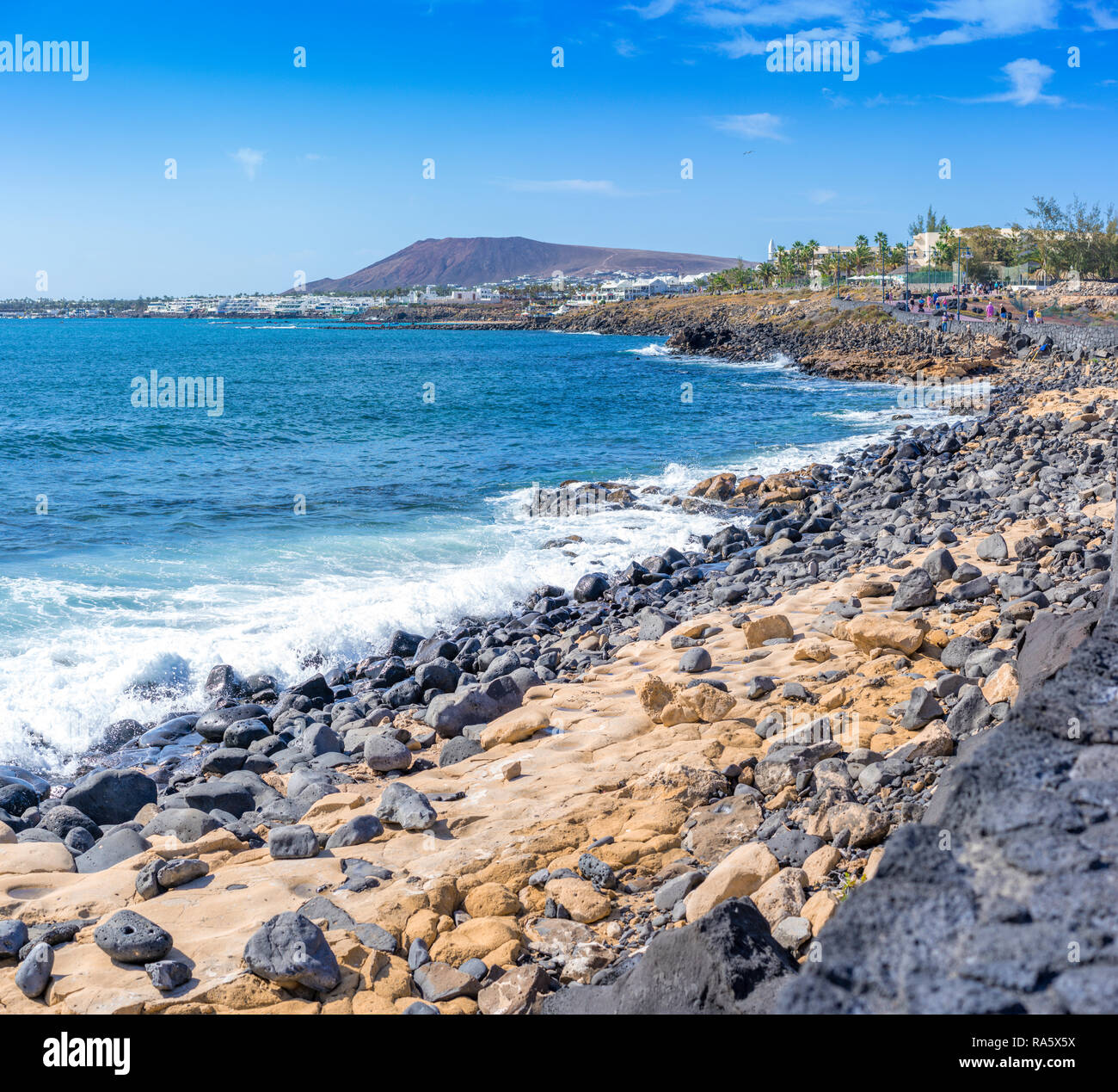 Lungomare di Marina Rubicon in Playa Blanca, Lanzarote, Isole Canarie, Spagna Foto Stock