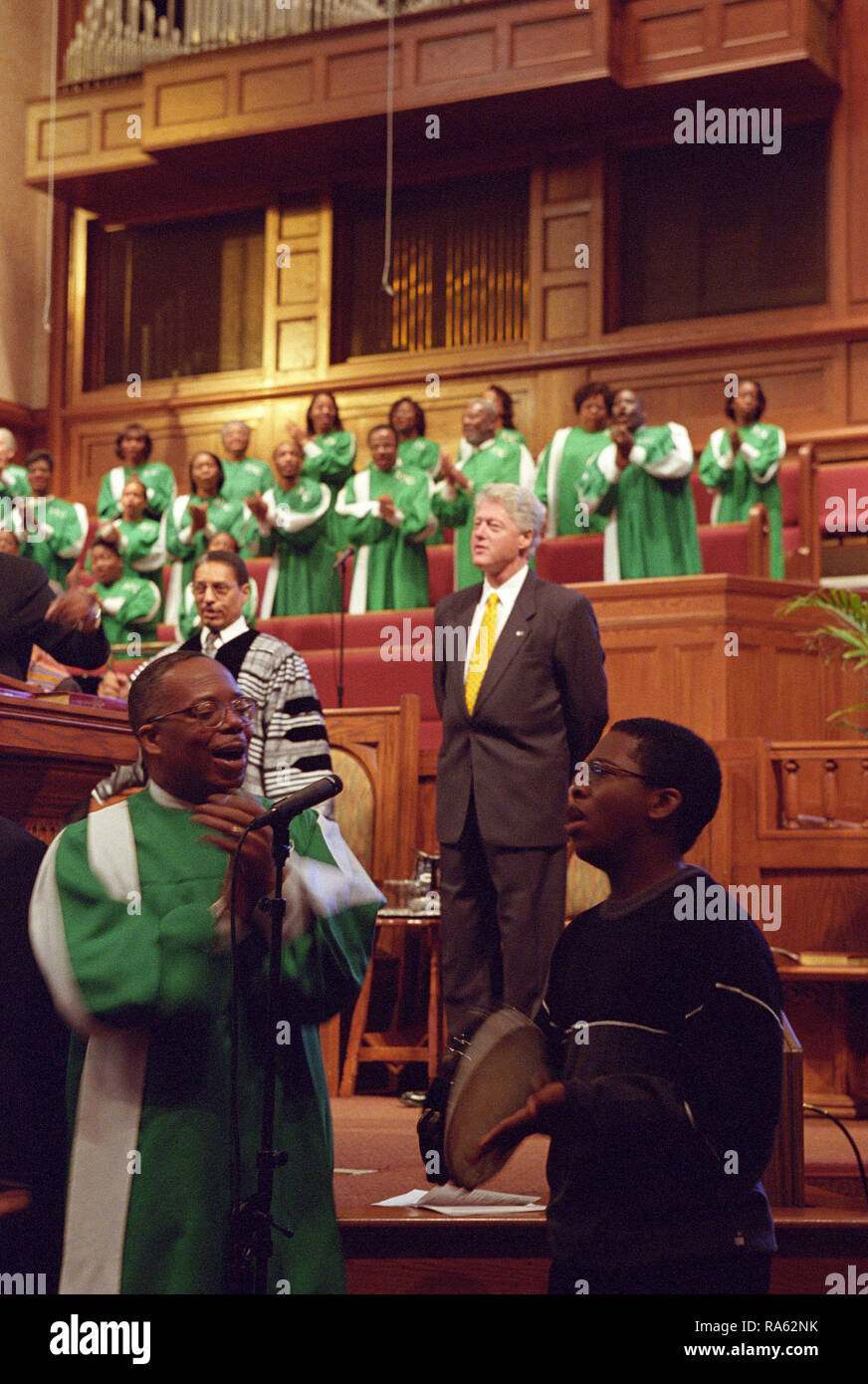 Fotografia del presidente William Jefferson Clinton Erogazione di commento alla Congregazione di Shiloh chiesa battista a Washington, D.C. 10/29/2000 Foto Stock