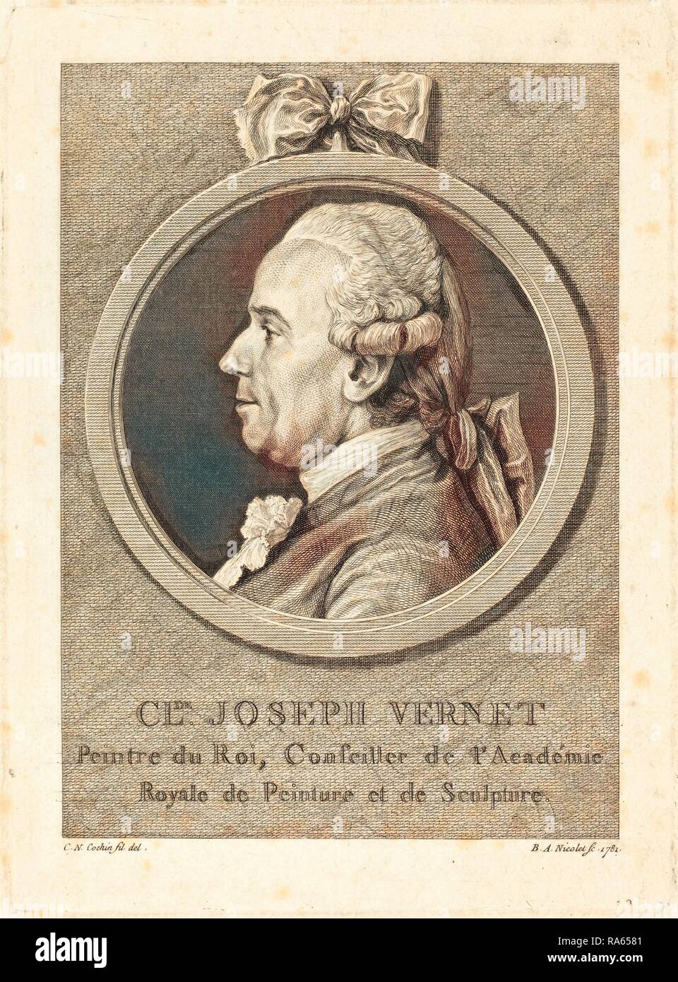 Benedetto Alphonse Nicolet dopo Charles-Nicolas Cochin II, francese (1743-1806), Claude Joseph Vernet, 1781, incisione su reinventato Foto Stock