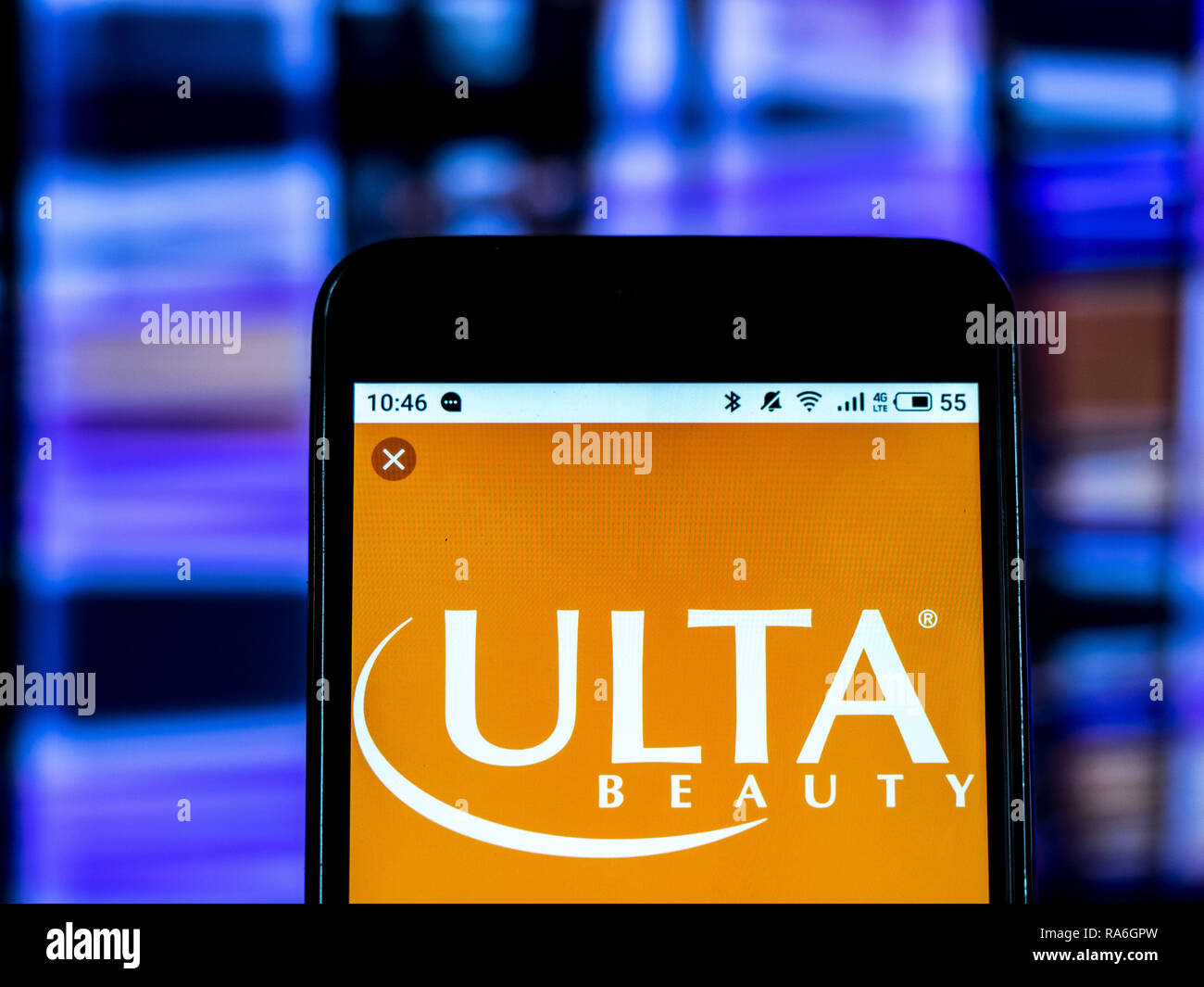Kiev, Ucraina. Il 2 gennaio, 2019. Ulta bellezza, salone di bellezza logo azienda vede visualizzato su un telefono intelligente. Credito: Igor Golovniov SOPA/images/ZUMA filo/Alamy Live News Foto Stock
