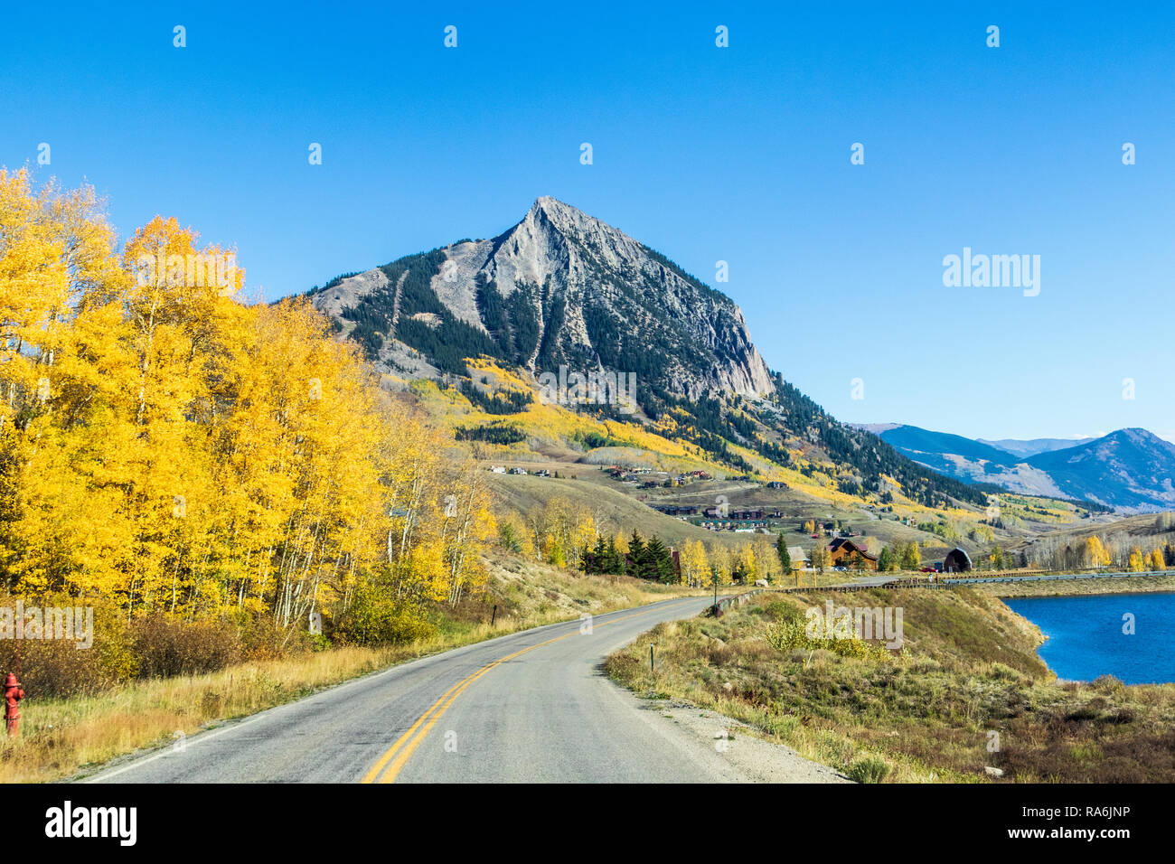 Crested Butte Mountain (o Mount Crested Butte) in Colorado in autunno. Foto Stock