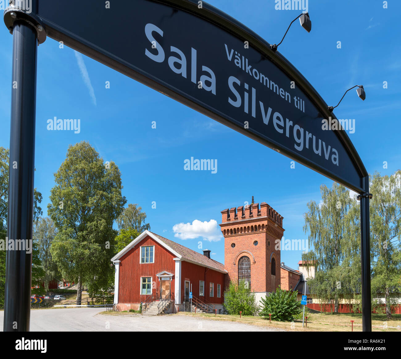 Ingresso alla Sala delle miniere di argento (Sala silvergruva), un museo a cielo aperto in sala, Västmanland, Svezia Foto Stock