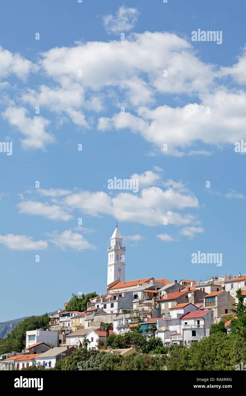 Townscape, centro storico, Novi Vinodolski, golfo di Kvarner, Croazia Foto Stock