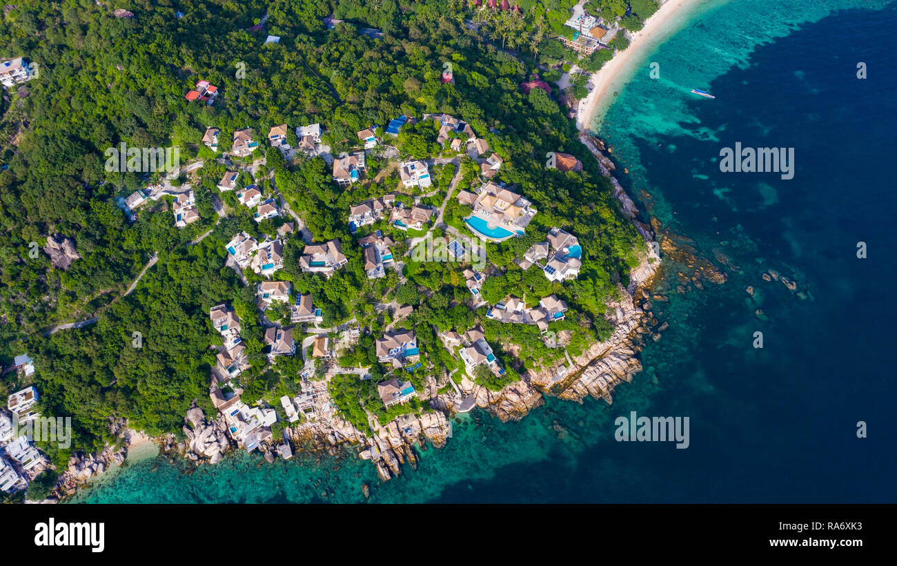 Cape Shark ville con piscina, Koh Tao Island, Thailandia Foto Stock