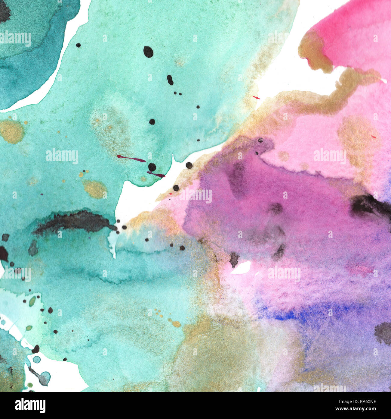 Abstract acquerello su carta forme splash disegno isolato. Illustrazione aquarelle per lo sfondo. Foto Stock