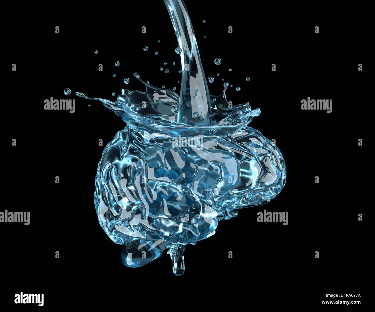 Il cervello è riempito con acqua.3D illustrazione Foto Stock