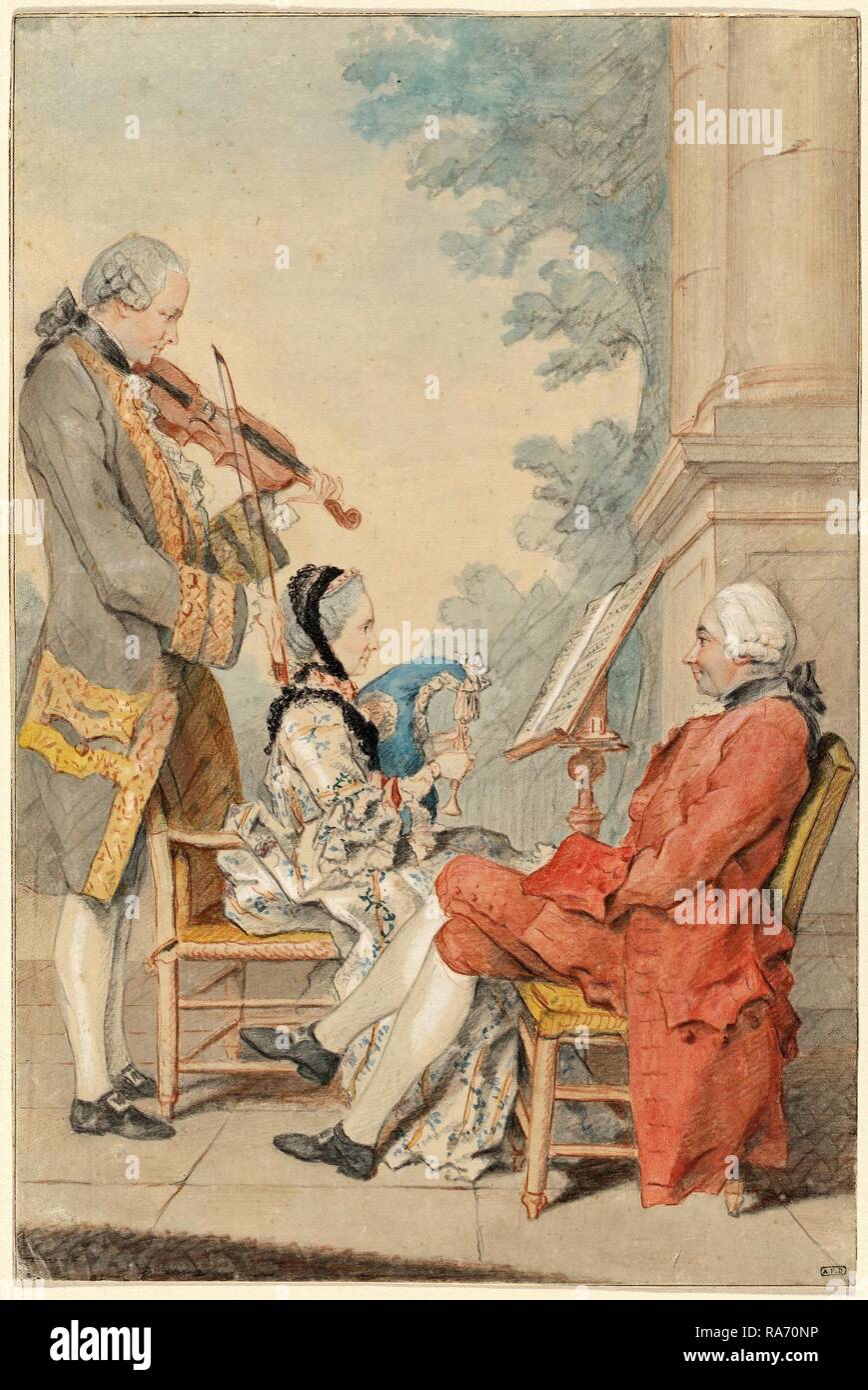 Louis Carrogis, chiamato Carmontelle, Monsieur e Madame Blizet con Monsieur Le Roy l'attore francese, 1717-1806, c reinventato Foto Stock