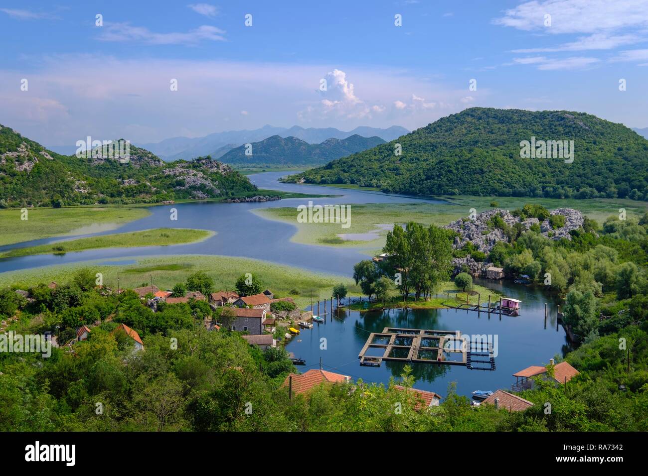 Karuc village, il Lago di Scutari, il Lago di Scutari Parco Nazionale, vicino a Cetinje, Montenegro Foto Stock
