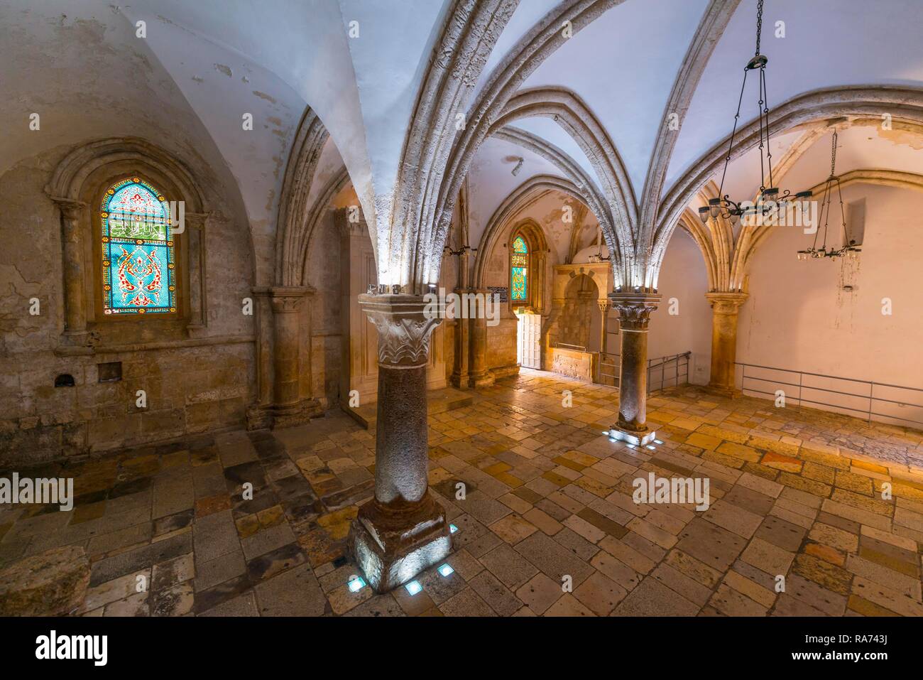 Semplice ribbed vault, soffitto a volta, Cenacolo cenacolo, sala dove Gesù è detto di avere celebrato l'Ultima Cena Foto Stock