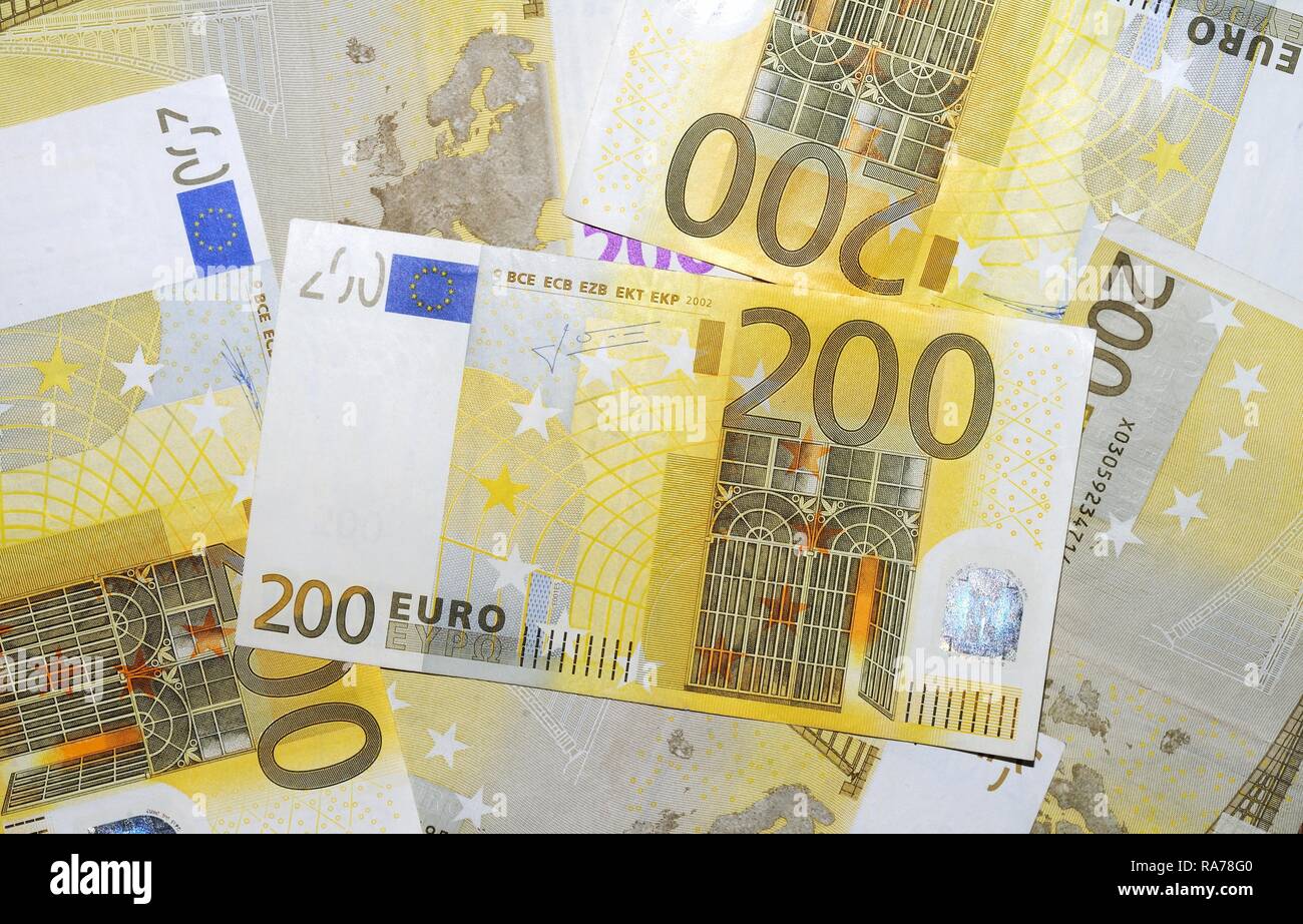 200 banconote in euro Foto Stock