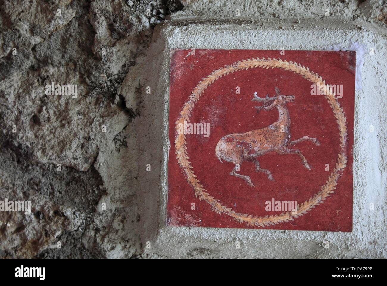 Affresco murale, storica Villa San Marco Stabiae, Castellammare di Stabia, Campania, Italia, Europa Foto Stock