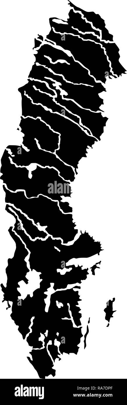 Mappa di Svezia icona colore nero vettore I stile piatto semplice immagine Illustrazione Vettoriale