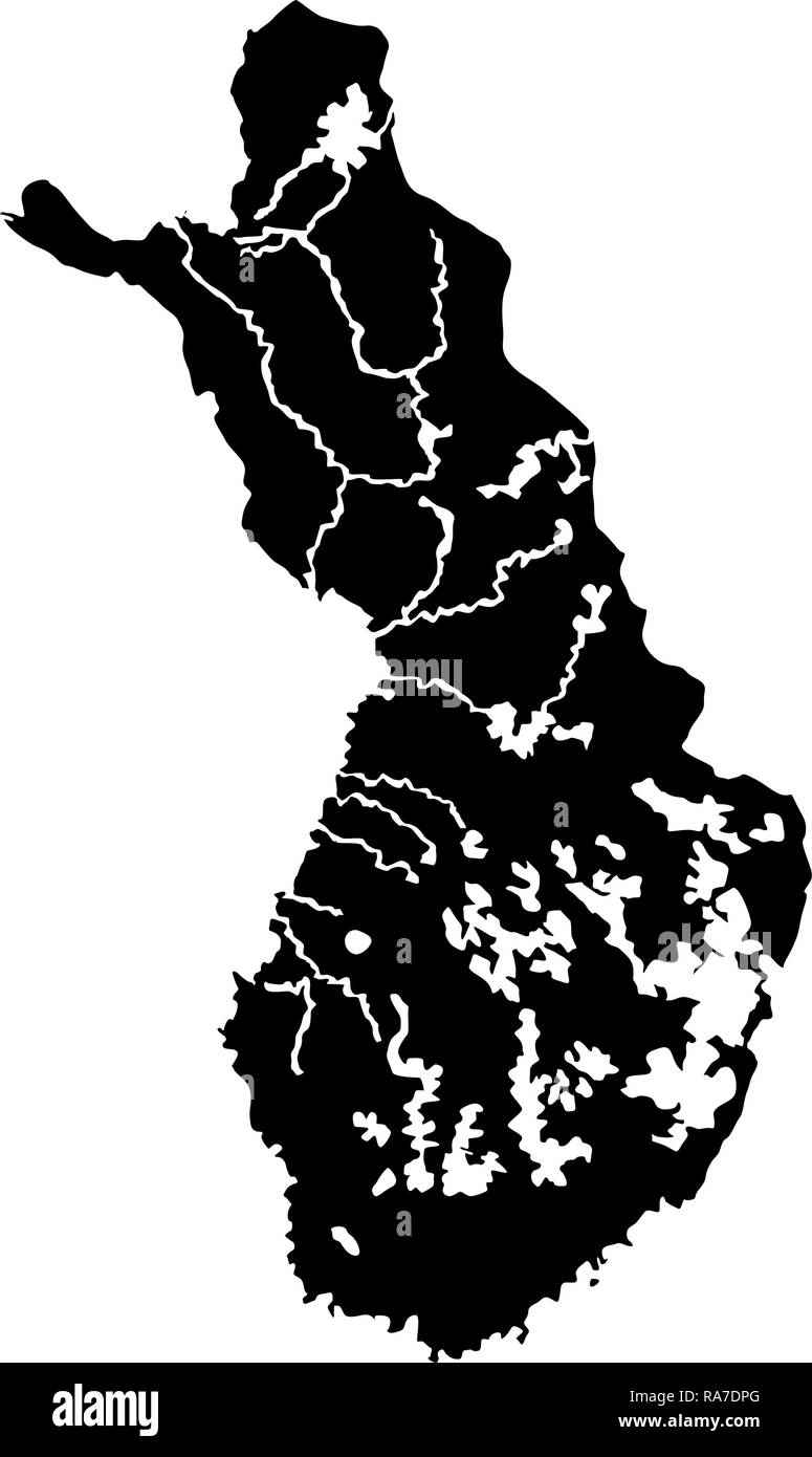 Mappa di Finlandia icona colore nero vettore I stile piatto semplice immagine Illustrazione Vettoriale