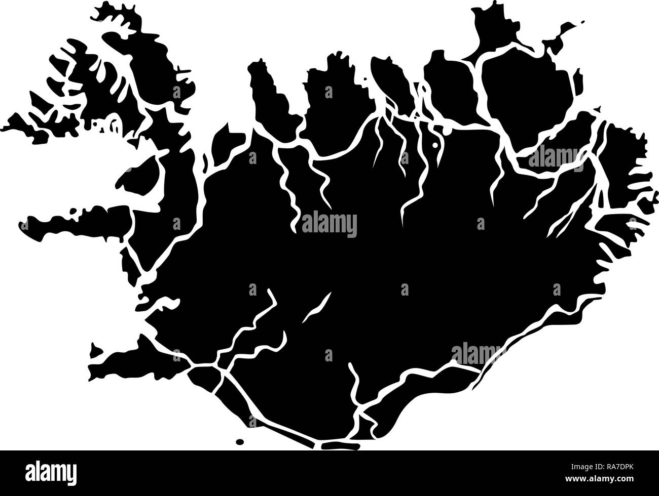 Mappa di Islanda icona colore nero vettore I stile piatto semplice immagine Illustrazione Vettoriale