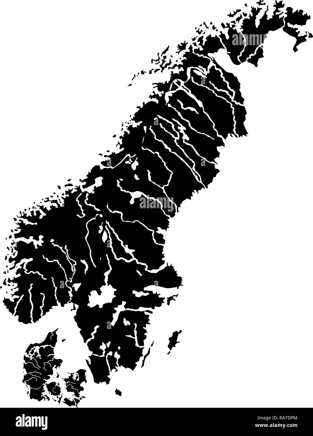 Mappa della Scandinavia icona colore nero vettore I stile piatto semplice immagine Illustrazione Vettoriale