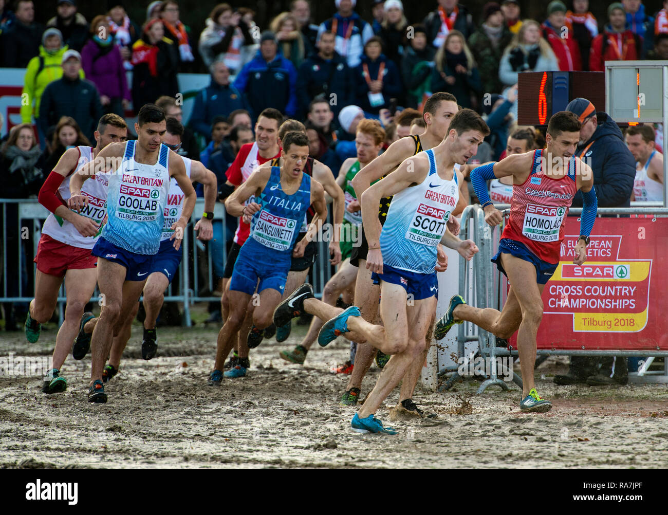 TILBURG-PAESI BASSI.9 Dic: gli uomini la corsa a Spar Europei di Cross Country campionati, Tilburg, Paesi Bassi il 9 dicembre 2018 Foto Stock