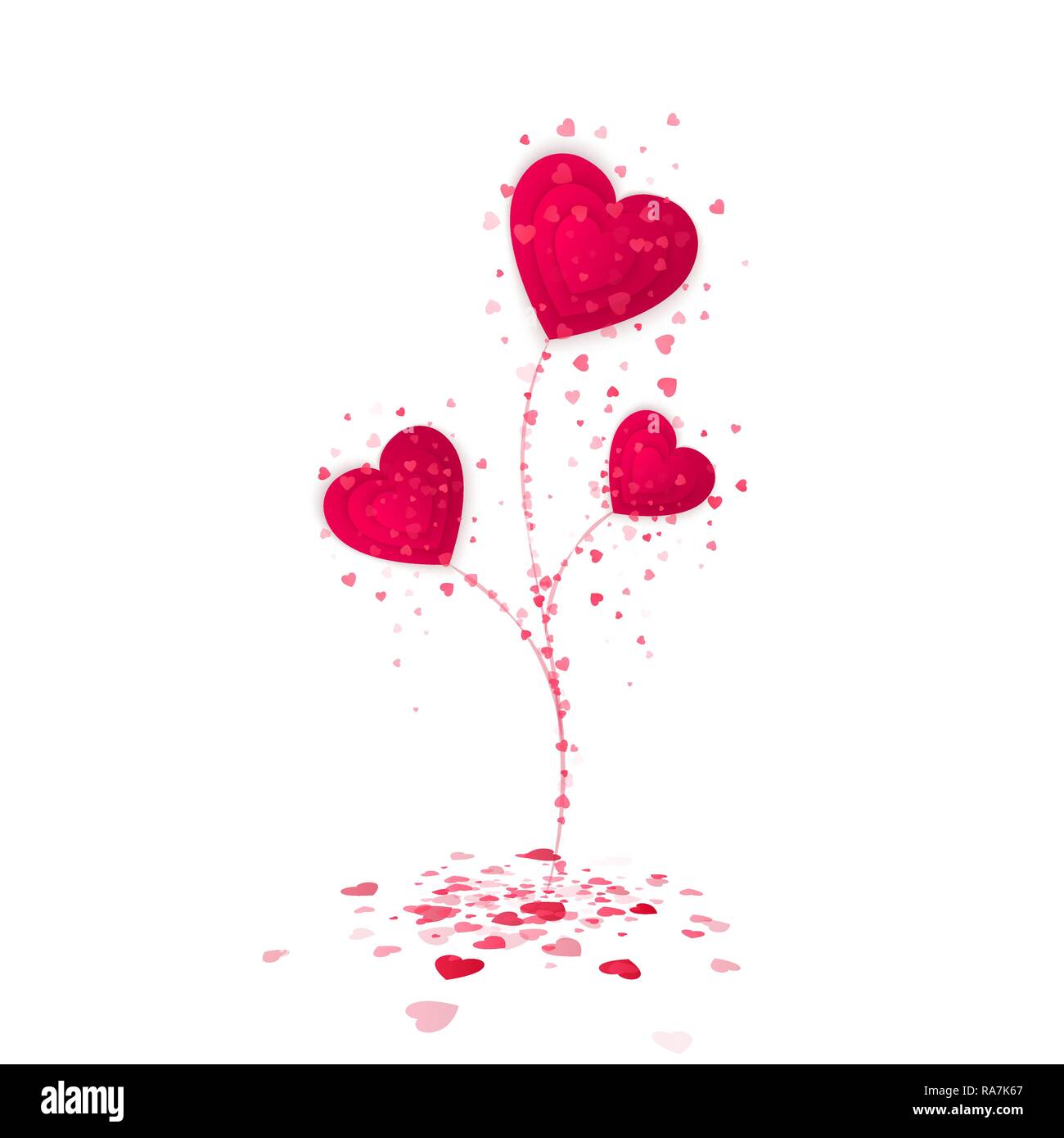 Cuore rosso fiore simbolo dell'amore. Il giorno di San Valentino o Womens giorno biglietto di auguri. Carino fiore dal cuore rosso. Holiday elemento decorativo. Vector illustrat Illustrazione Vettoriale