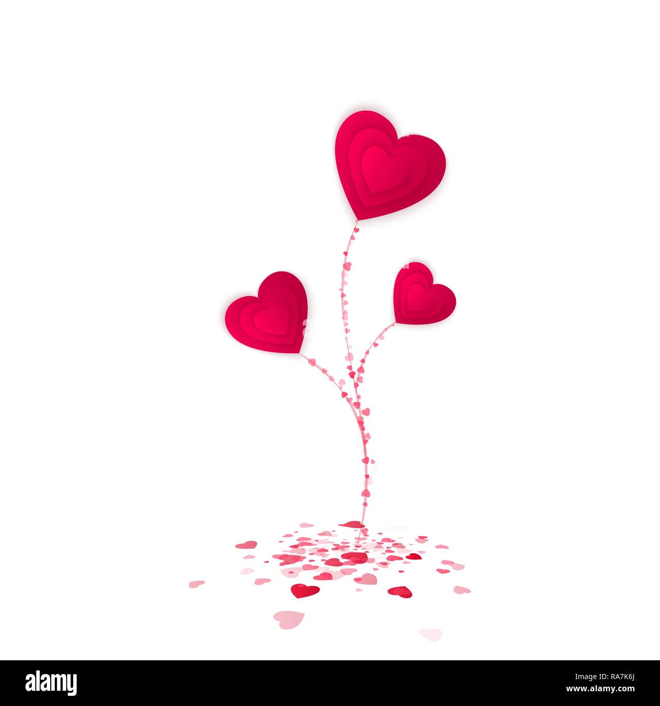 Cuore fiore simbolo dell'amore. Il giorno di San Valentino o Womens giorno biglietto di auguri. Carino fiore dal cuore rosso. Holiday elemento decorativo. Illustrazione Vettoriale Illustrazione Vettoriale