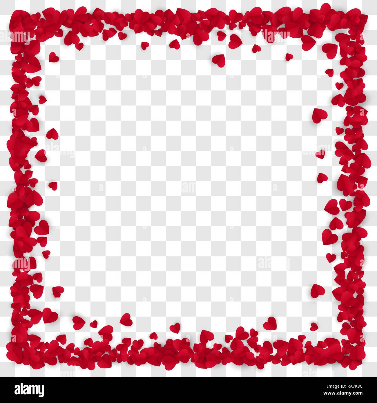 Carta rossa cuore telaio dello sfondo. Cuore telaio con spazio per il testo. Illustrazione di vettore isolato su sfondo trasparente Illustrazione Vettoriale