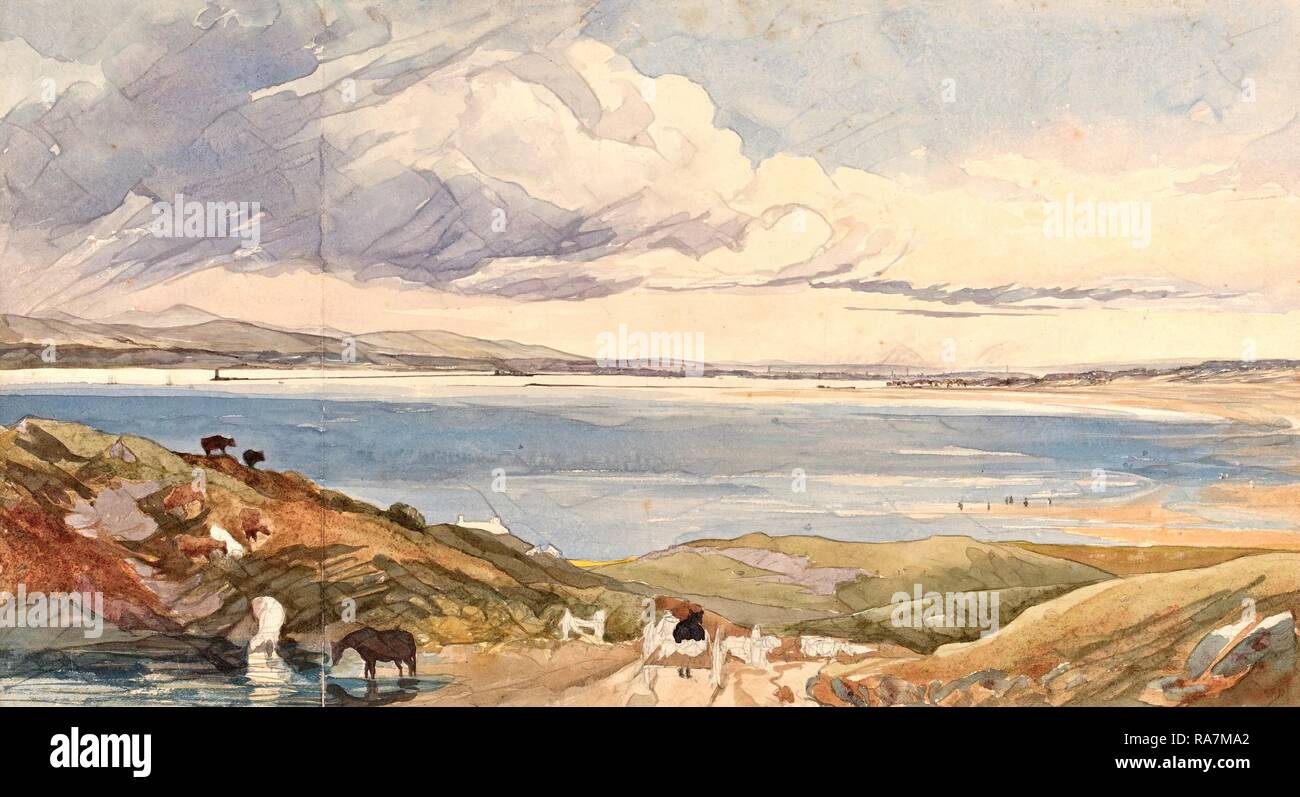 James Bulwer, British (1794-1879), il paesaggio in riva al mare con la strada in primo piano, acquerello e grafite reinventato Foto Stock