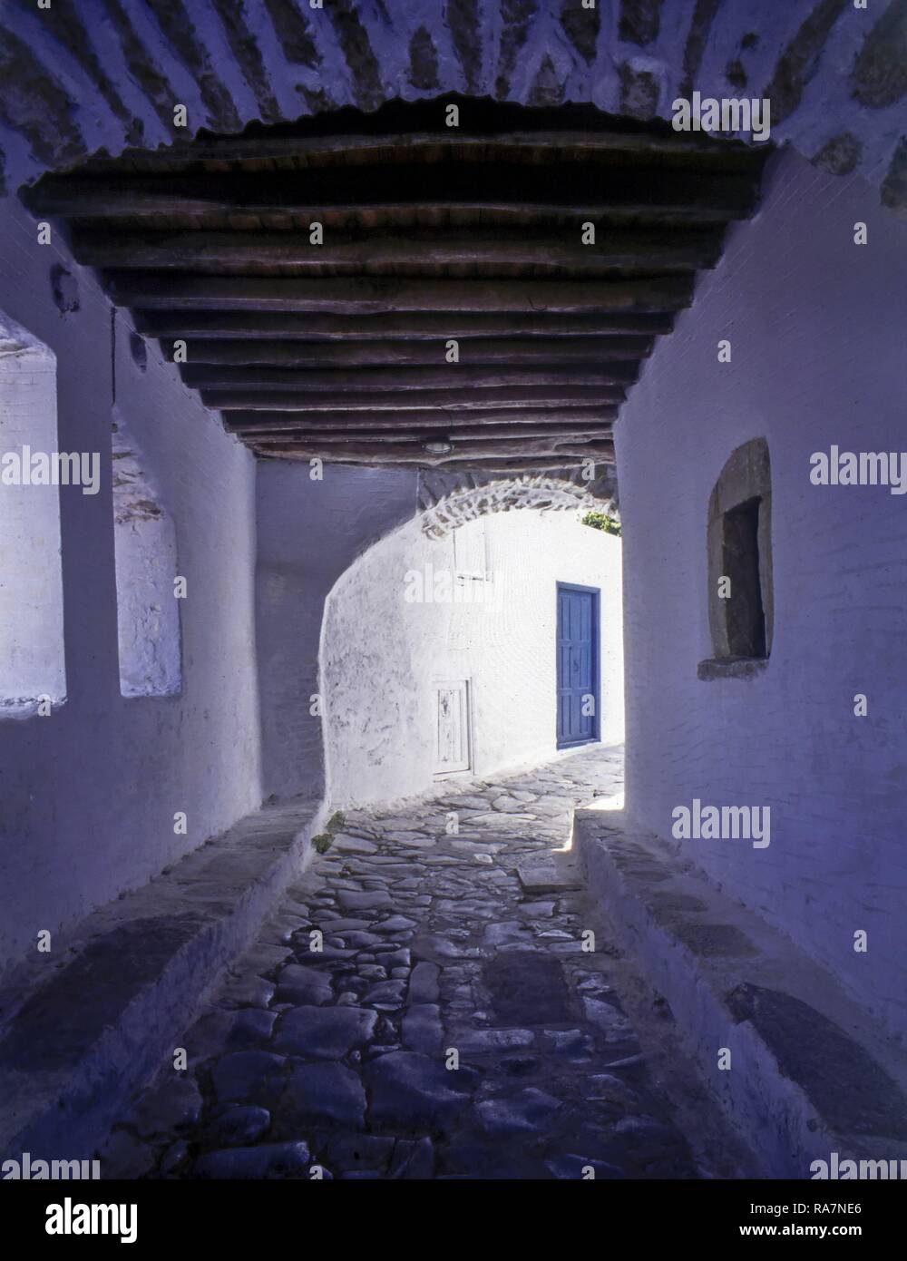 Vicolo a Chora, Amorgos, Cicladi, Grecia Foto Stock